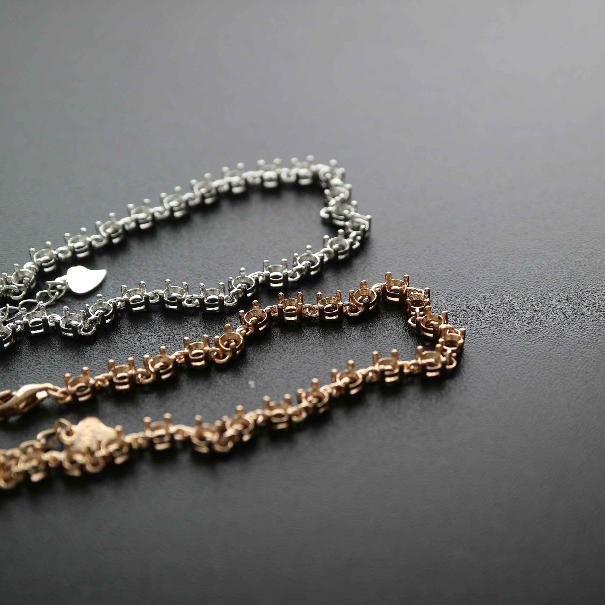 1Pcs 3MM Round Bezel Tennis Chain Mounting 27 Gemstones Cz Stone Solid 925 Sterling Silver Prong Bracelet Settings 1900214 - Click Image to Close